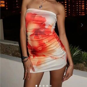 Windsor Red Orange Tropical Floral Dress